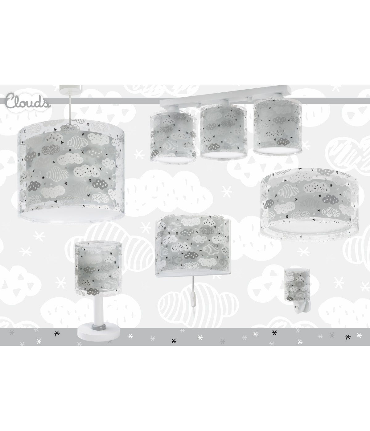 Kinderzimmer Deckenleuchte Clouds – Wolke Grau
