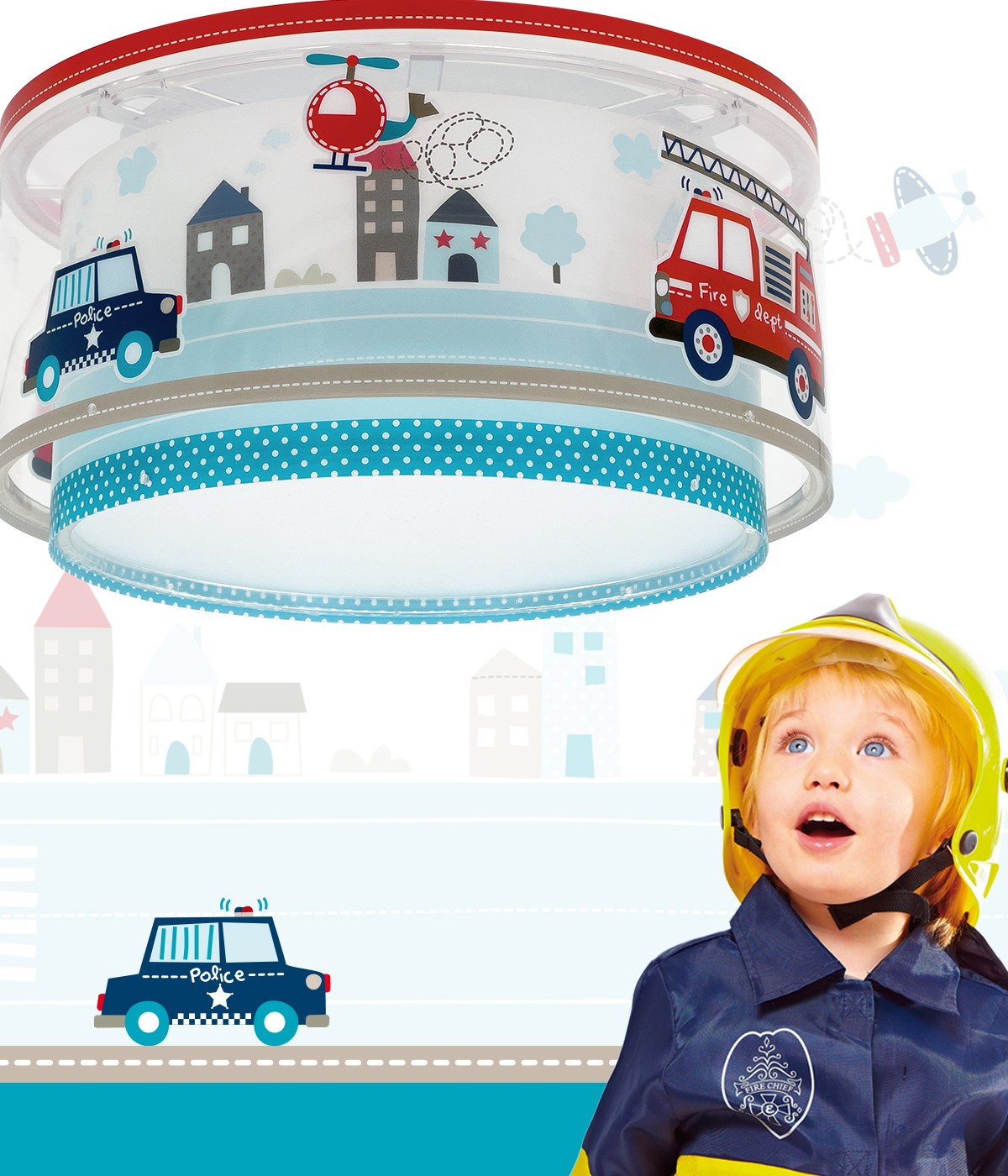 Kinderzimmer Deckenleuchte Police – Polizei & Feuerwehr
