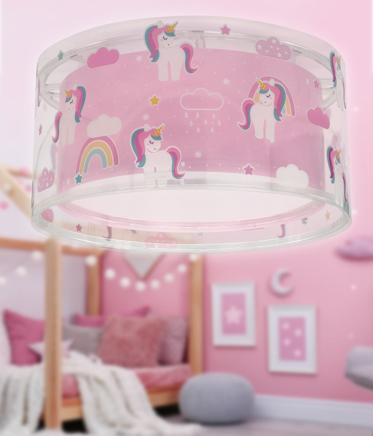Kinderzimmer Deckenleuchte Unicorns – Einhörner Rosa
