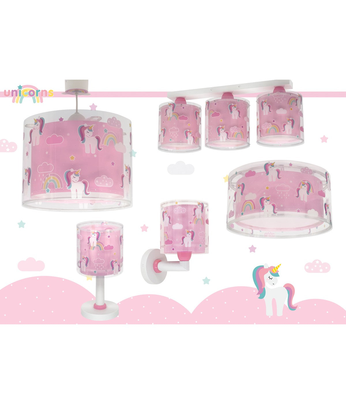 Kinderzimmer Deckenleuchte Unicorns – Einhörner Rosa