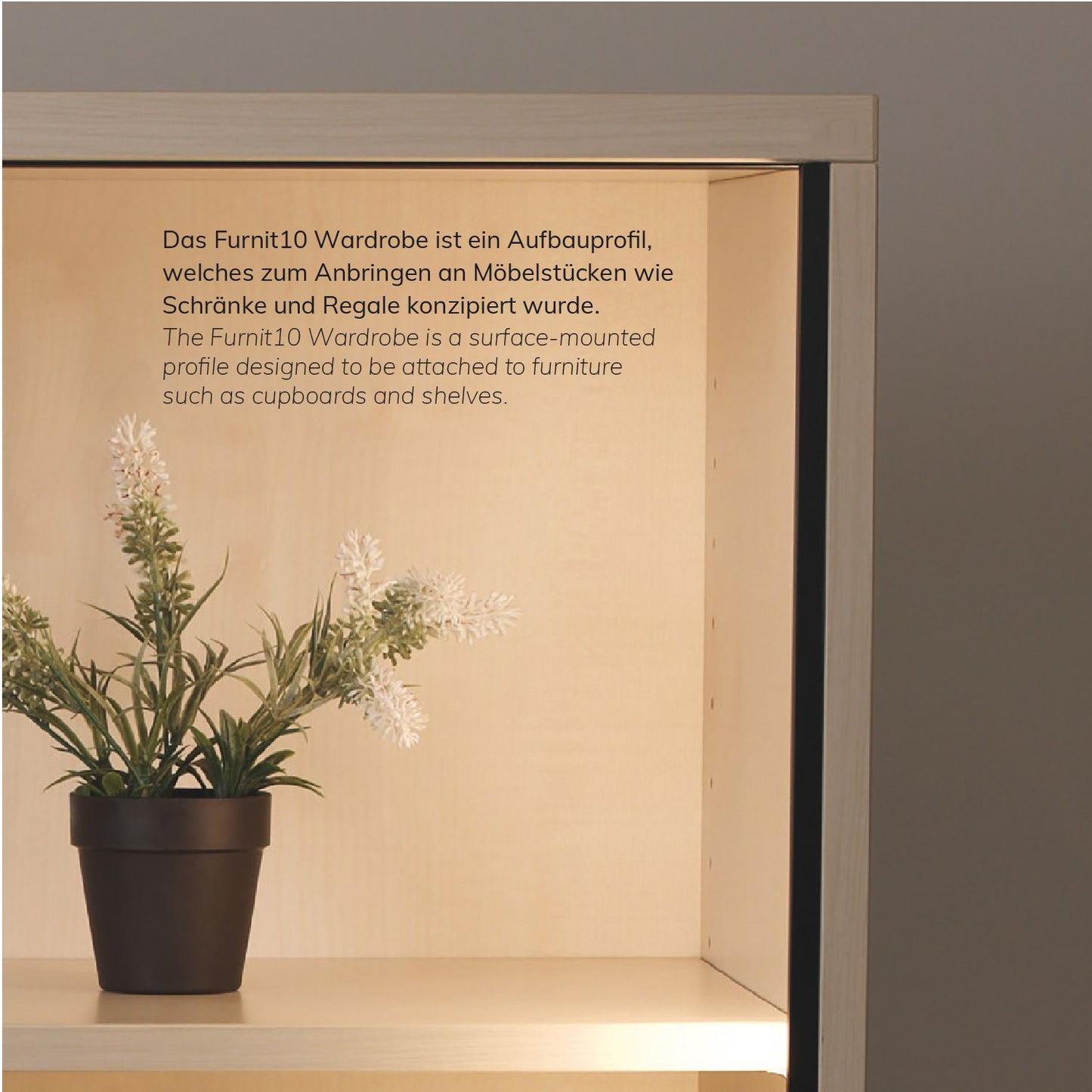 LED Schrankprofil FURNIT10 WARDROBE, Aluminium, RAL9005