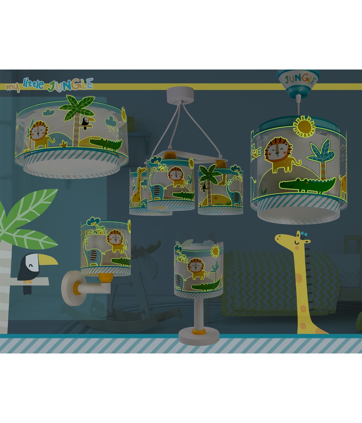 Deckenleuchte My Little Jungle – Dschungeltiere, 3-flammig