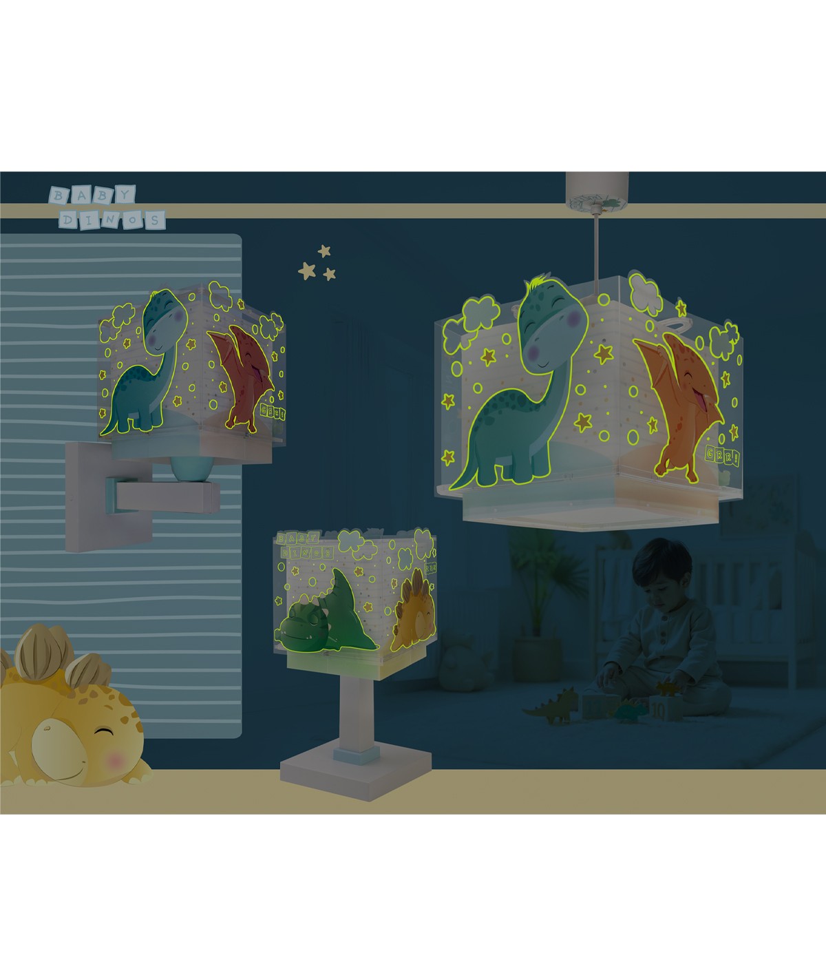 Kinderzimmer Deckenleuchte Baby Dinos – Kleine Dinosaurier