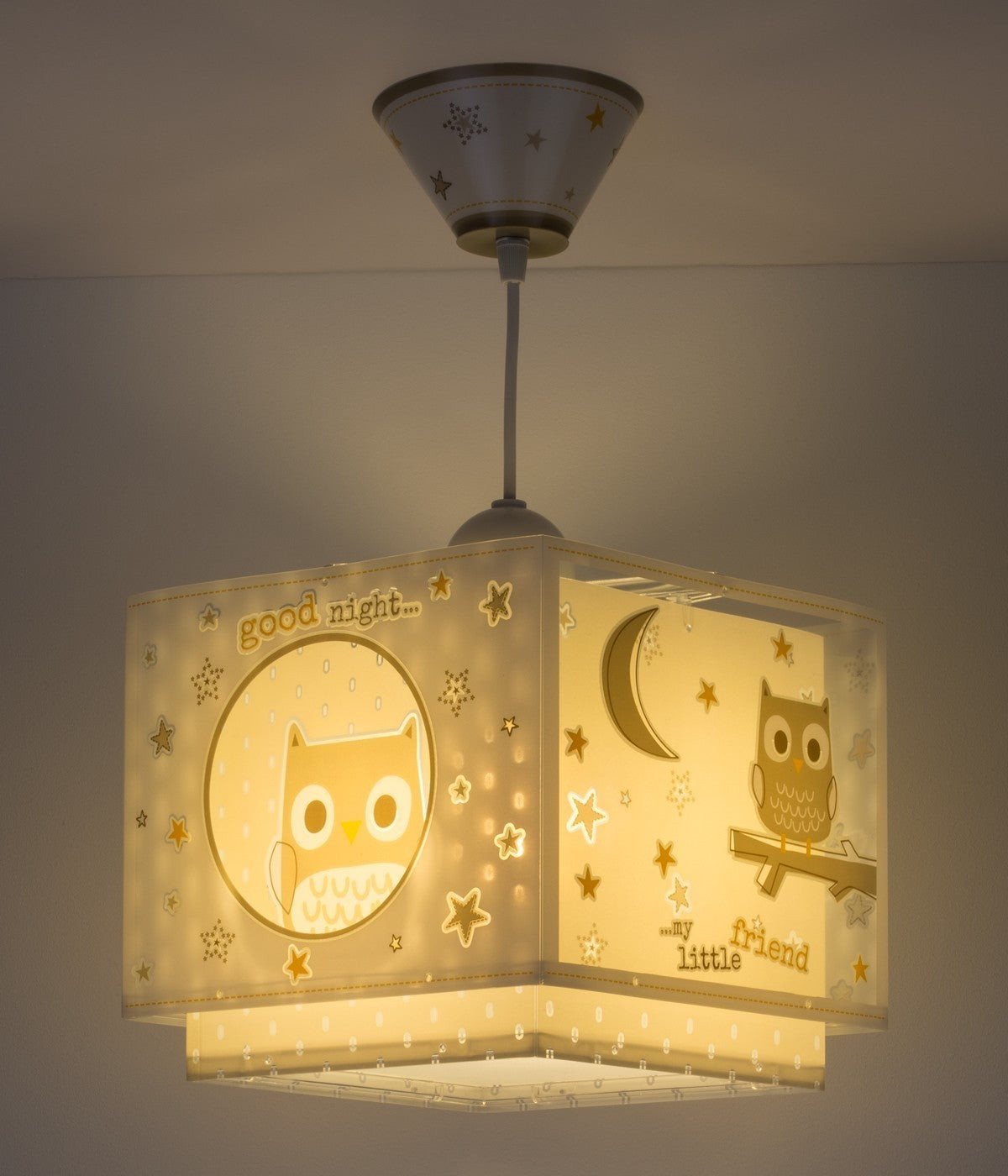 Kinderzimmer Deckenleuchte Good Night – Eule & Sterne