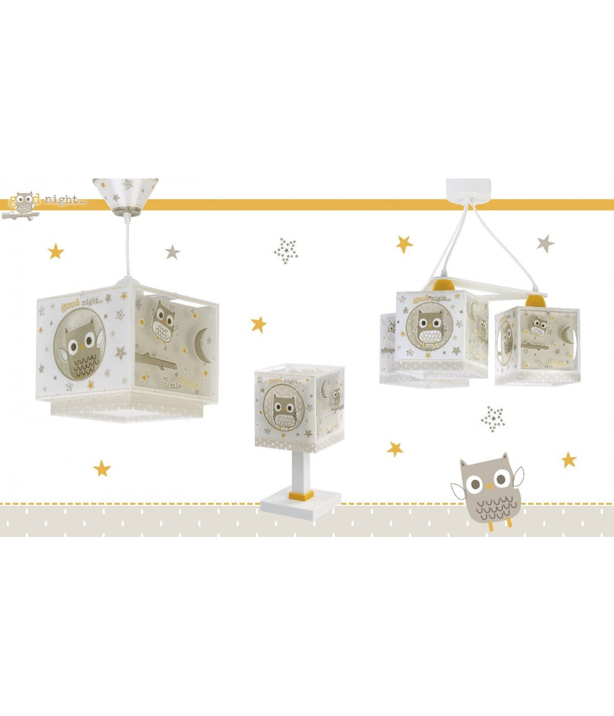 Kinderzimmer Deckenleuchte Good Night – Eule & Sterne
