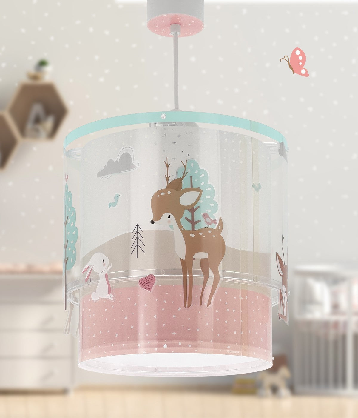 Kinderzimmer Deckenleuchte Waldmärchen – Hirsch & Kaninchen