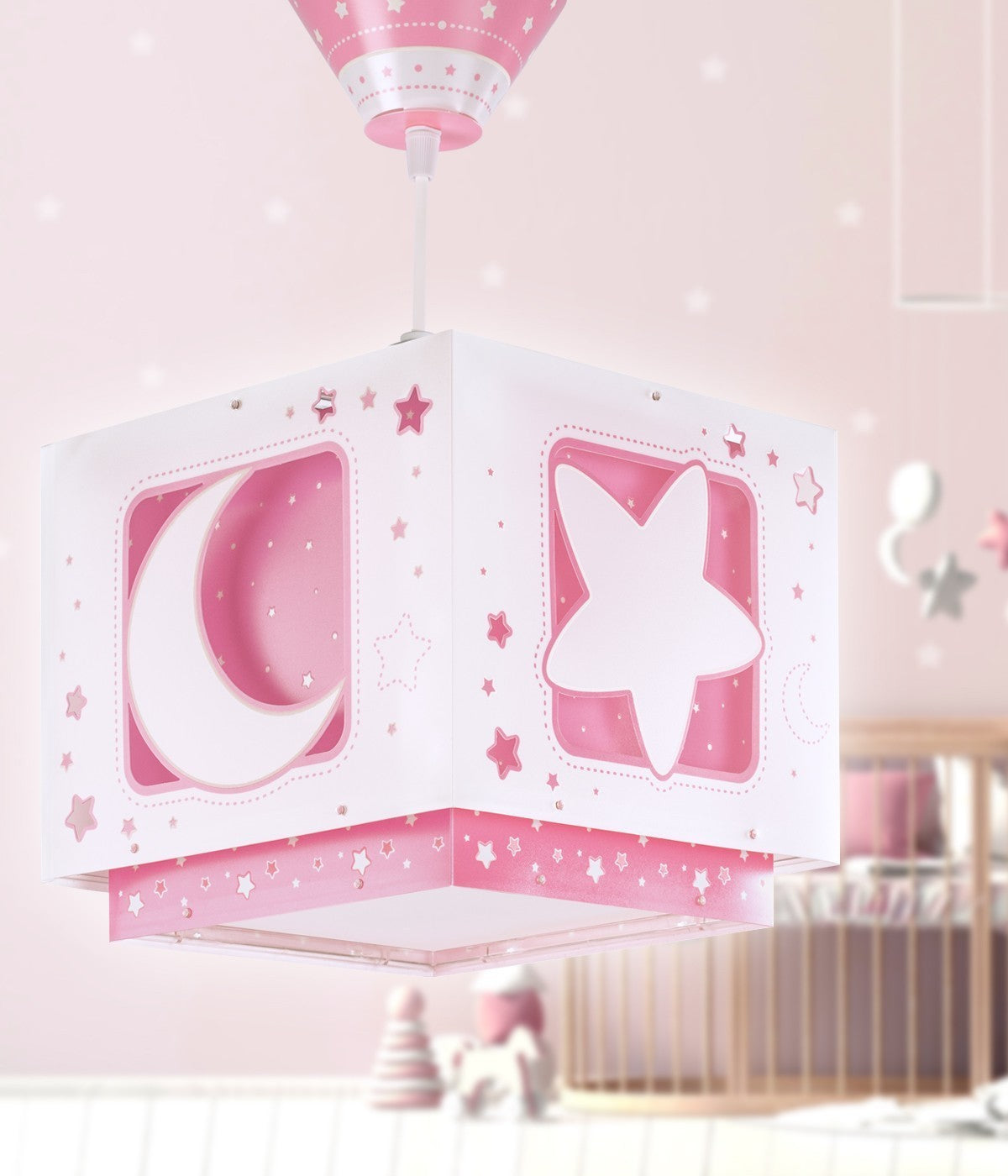 Kinderzimmer Deckenleuchte Luna – Mond & Sterne Rosa