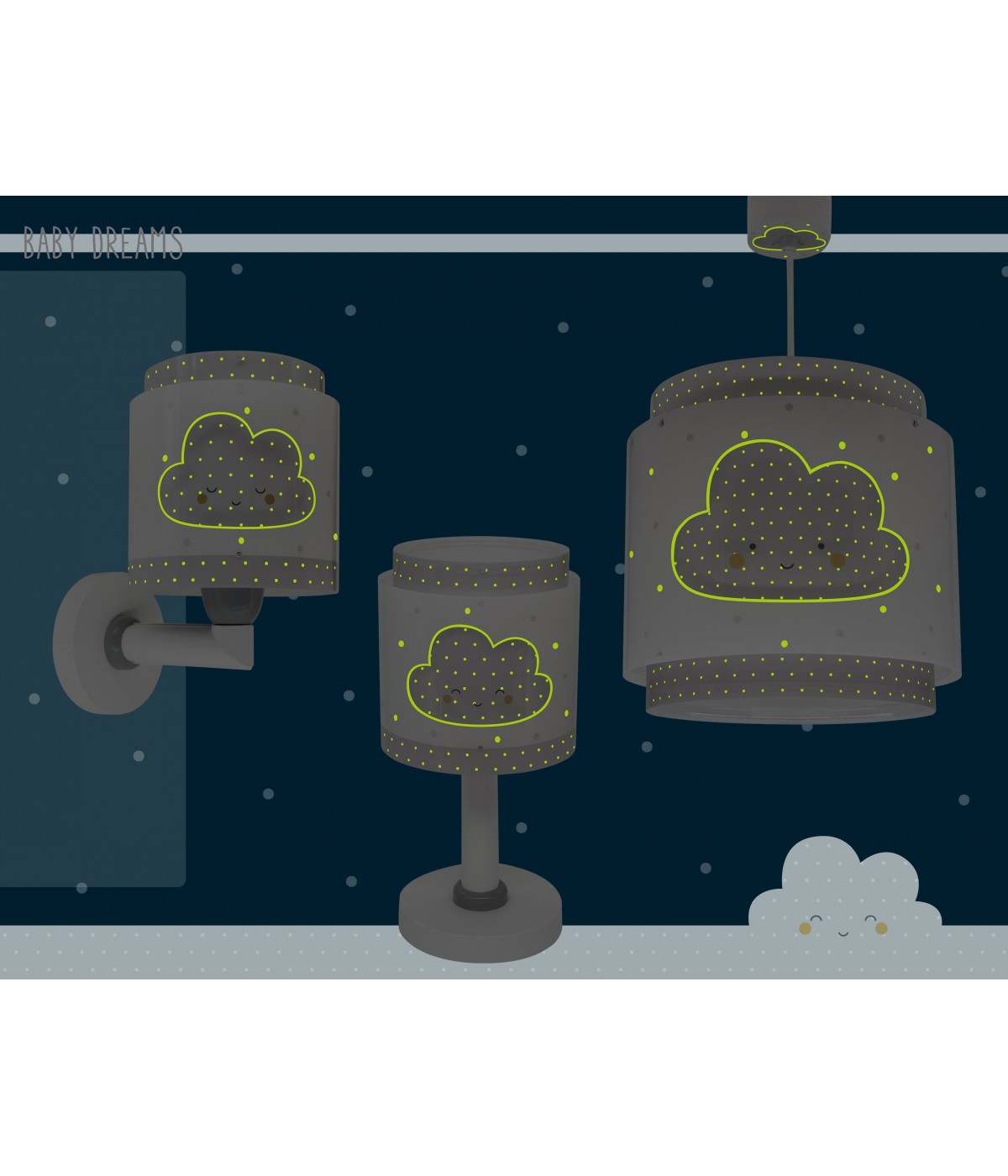 Deckenleuchte Baby Dreams | Wolken Grau