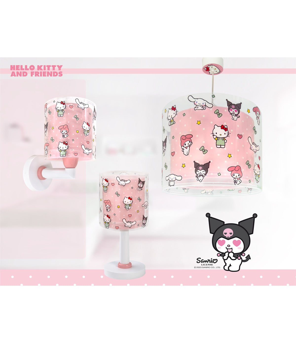 Kinder-Nachttischleuchte Hello Kitty & Friends – Kuromi, My Melody & Cinnamoroll