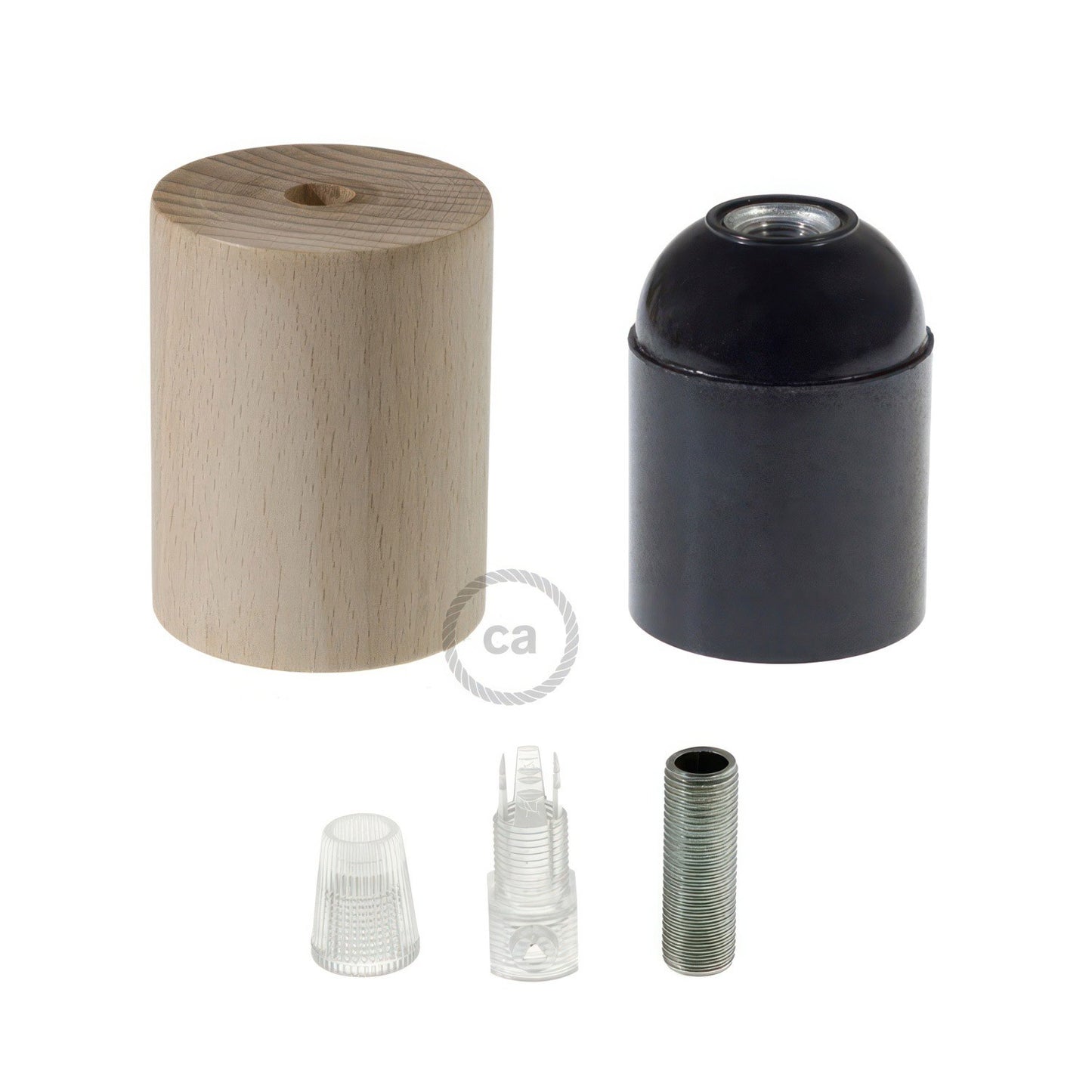 E27 lamp holder set made of wood