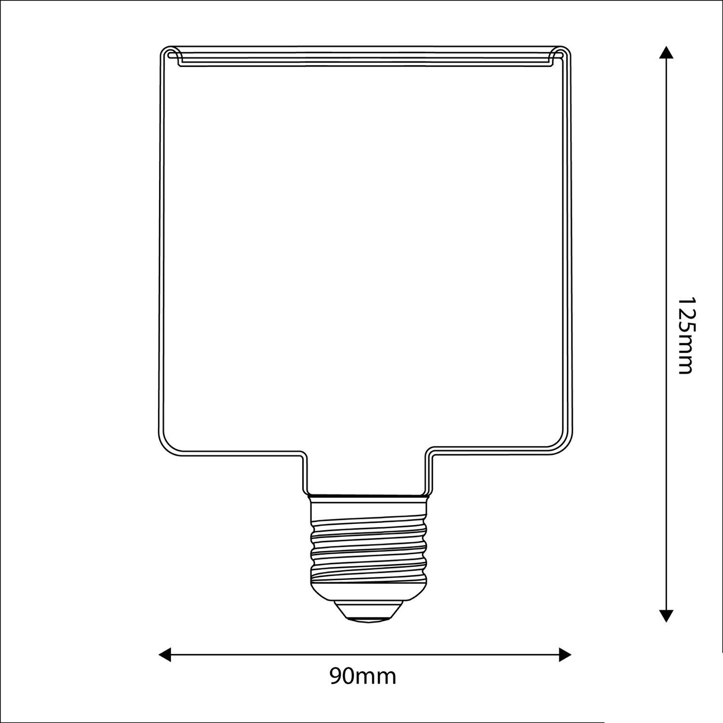 Raffinierte LED-Glühbirne mit warmer, kerzenähnlicher Lichtfarbe und markanter kubischer Form.