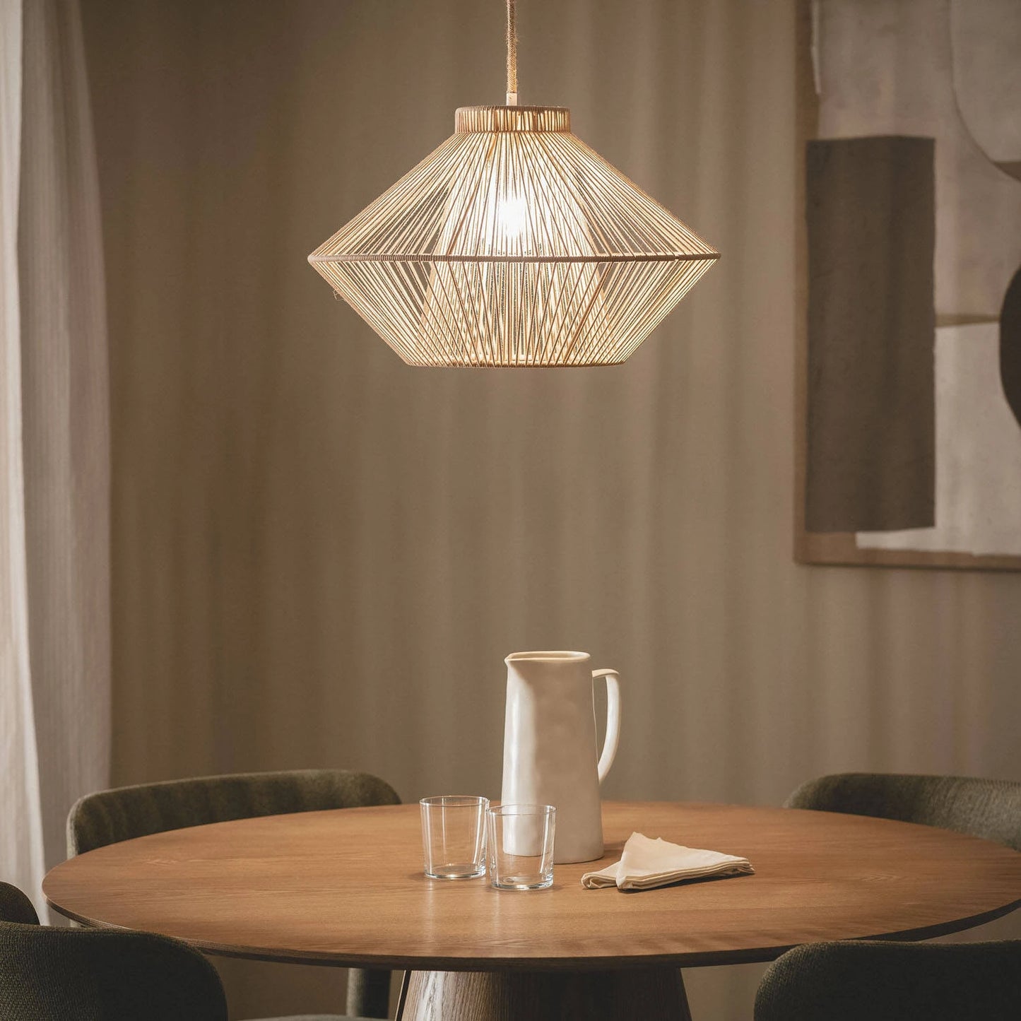 Pendelleuchte Hana aus Baumwollkordel | Natürliche Designleuchte für Wohnräume