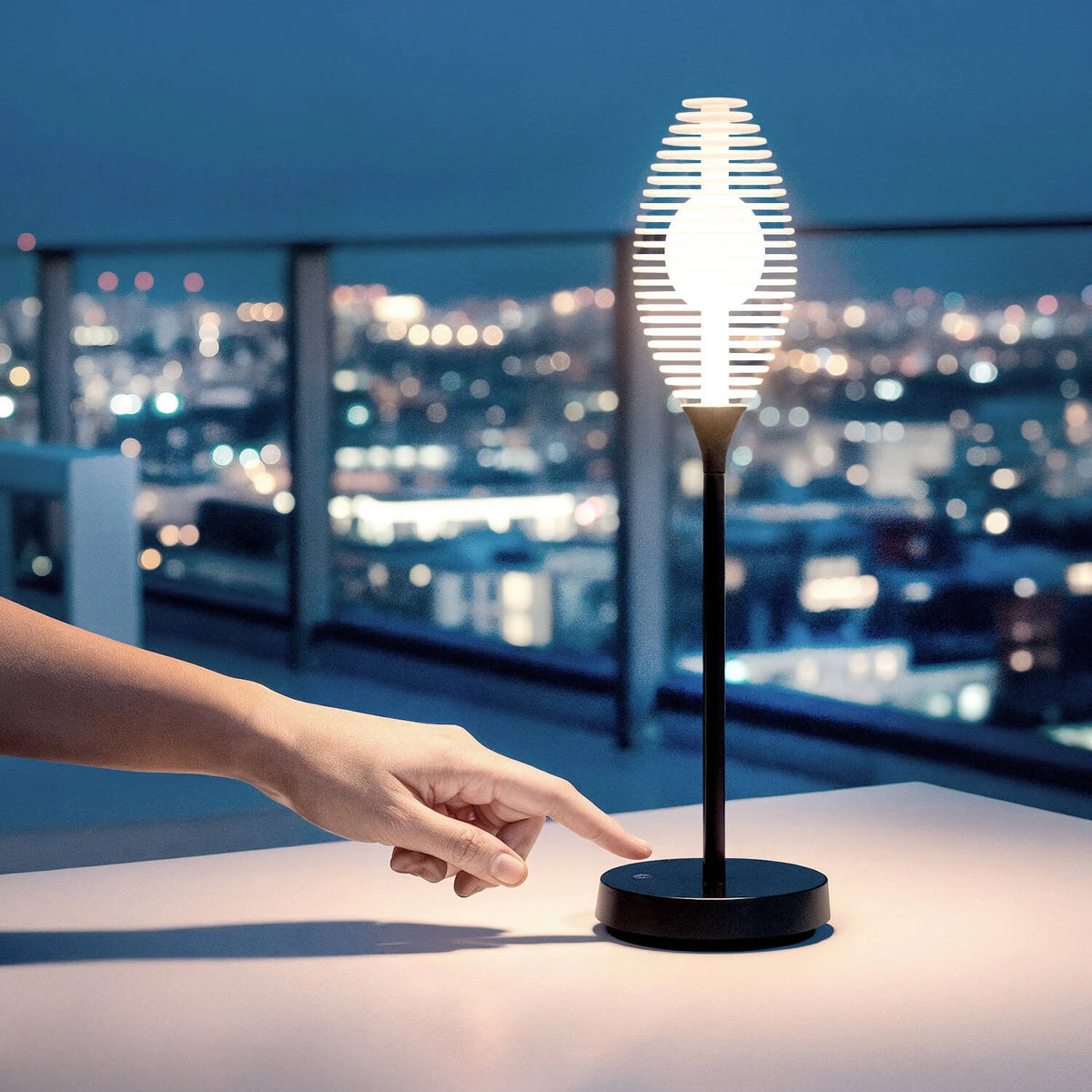 LED-Akku-Tischleuchte DUKUZA | Schwarz | Touchdimmer | IP44