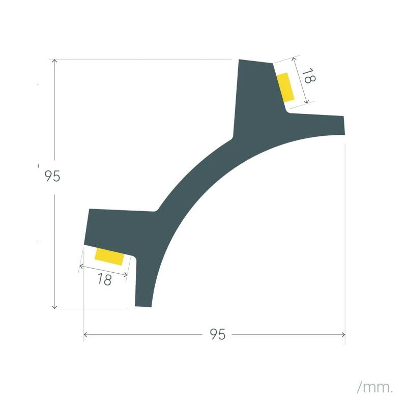 Sockelleiste für 2 LED-Streifen 2m Bogen Design