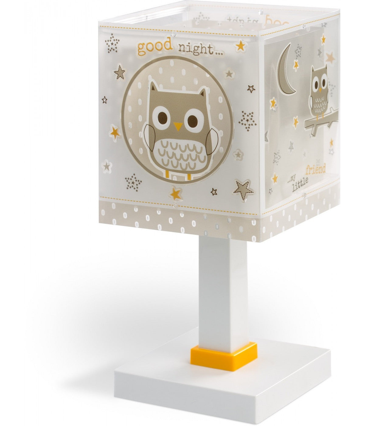 Kinder-Nachttischleuchte Good Night – Eule & Sterne Beige