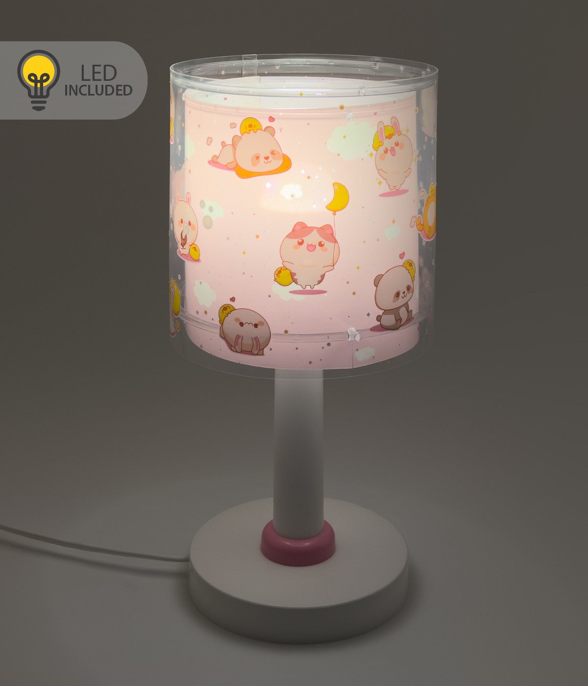 Kinder-Nachttischleuchte Kawaii Friends – Tiere Rosa