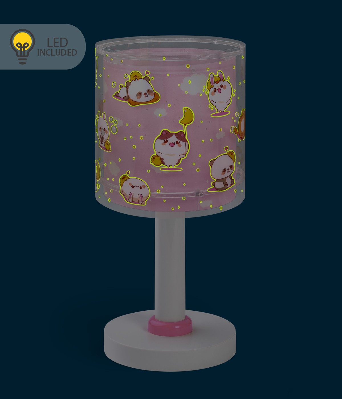 Kinder-Nachttischleuchte Kawaii Friends – Tiere Rosa