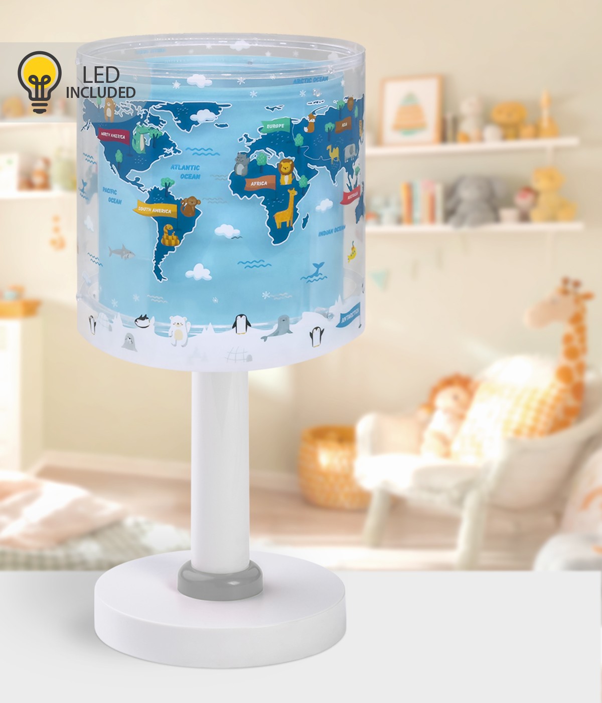 Kinder-Nachttischleuchte Kids World – Weltkarte