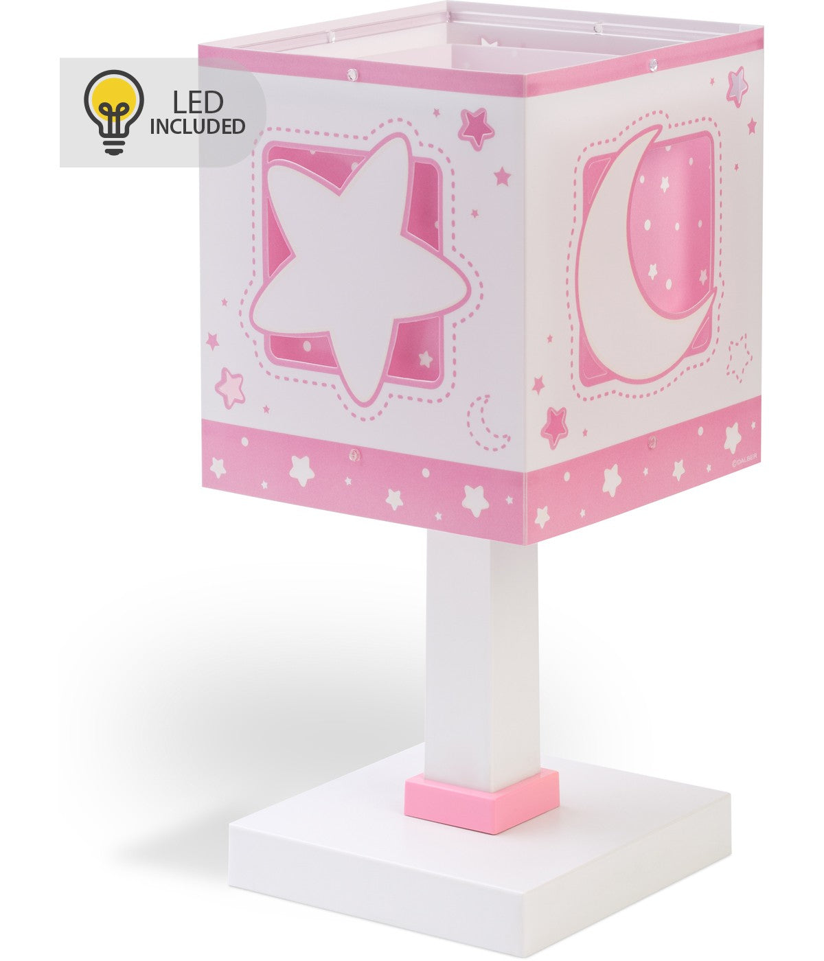 Kinder-Nachttischleuchte Moonlight – Luna & Sterne Rosa