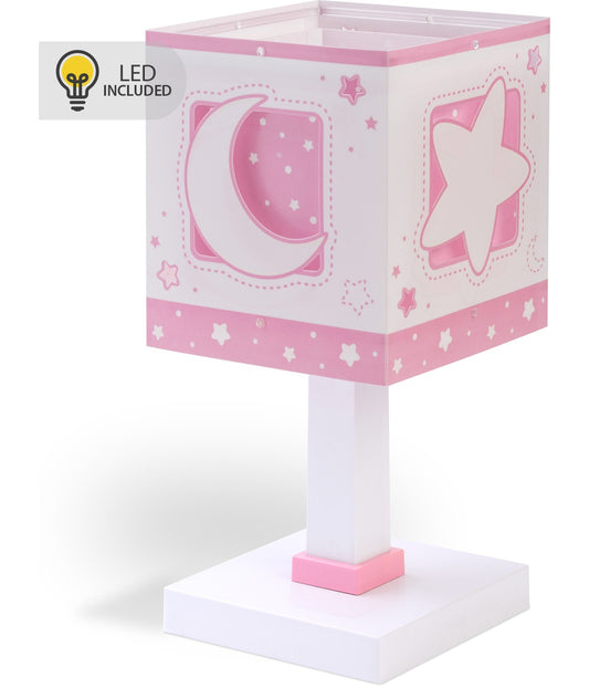 Kinder-Nachttischleuchte Moonlight – Luna & Sterne Rosa