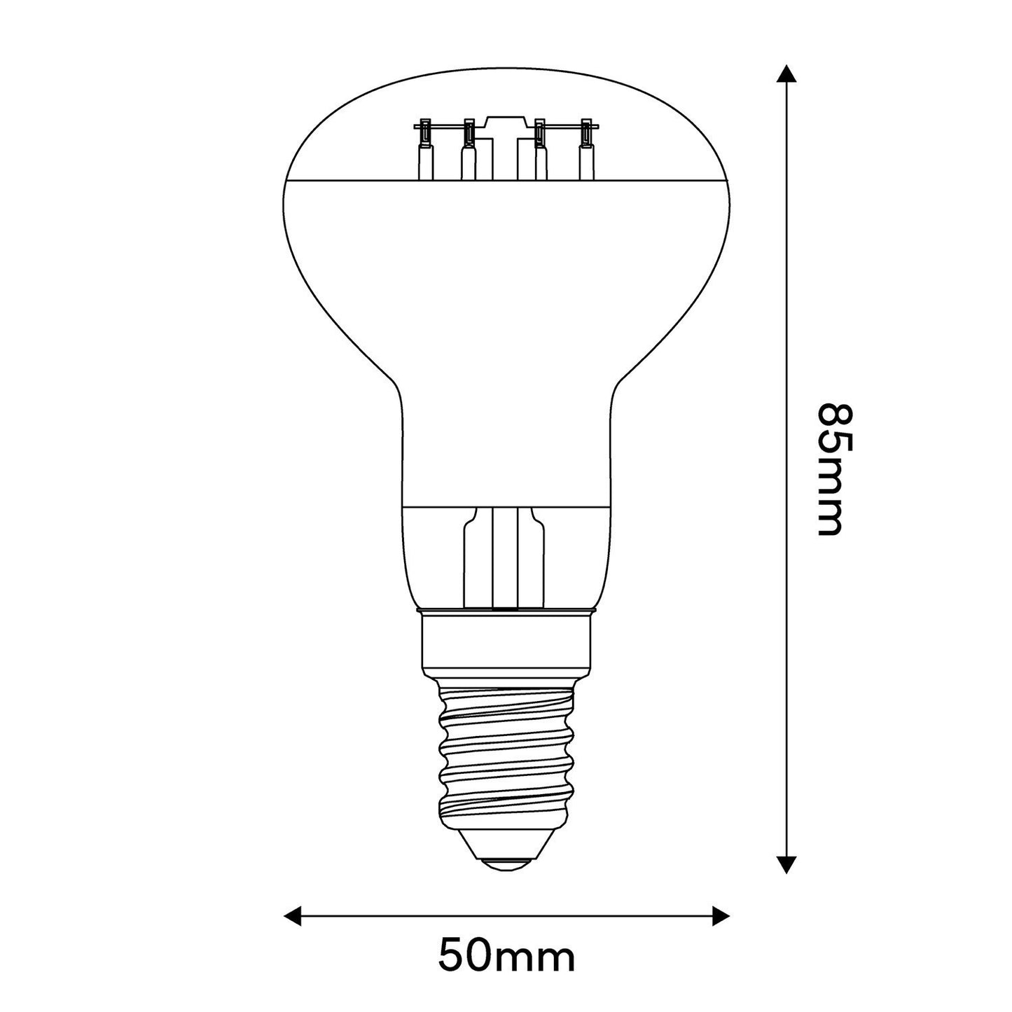 Ampoule LED argentée effet miroir R50 4W 470lm E14 2700K à intensité variable
