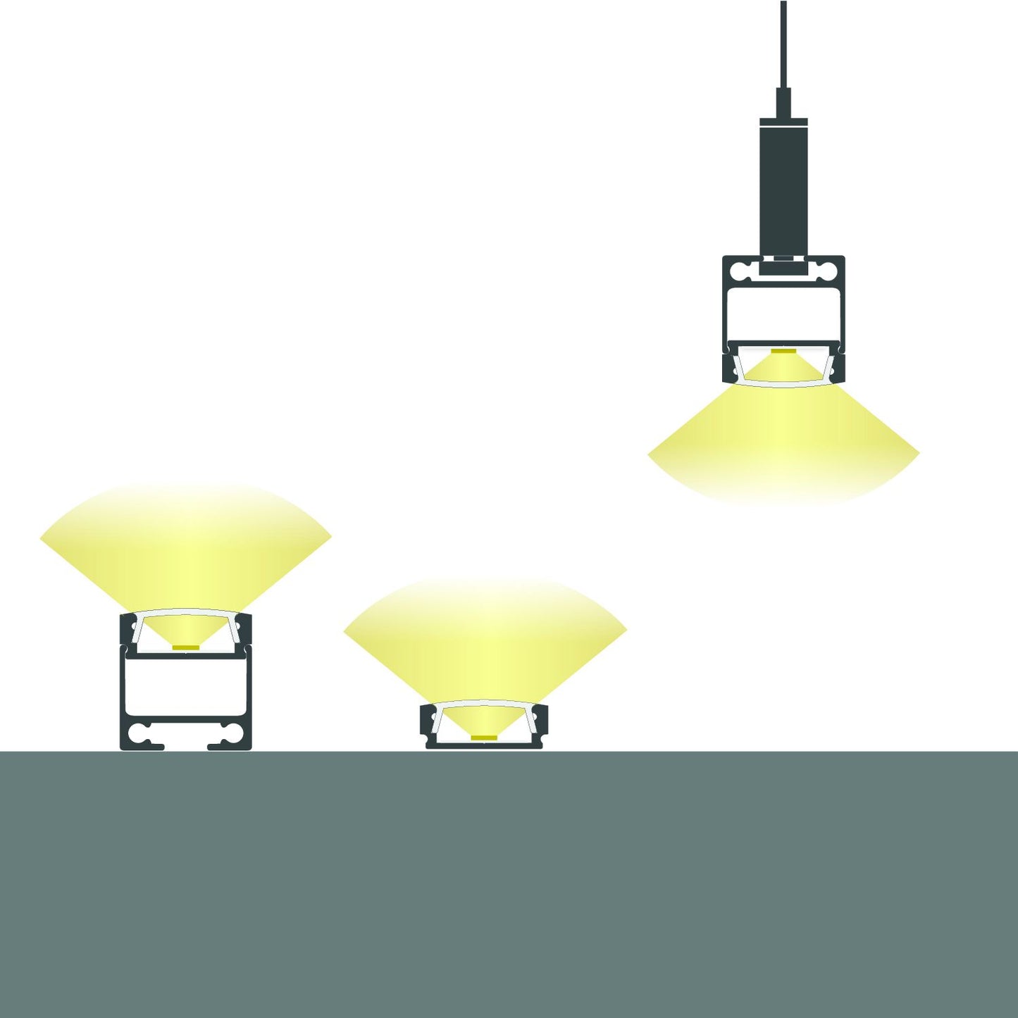 LED Aufbauprofil SURF12 FLAT Aluminium, 200cm