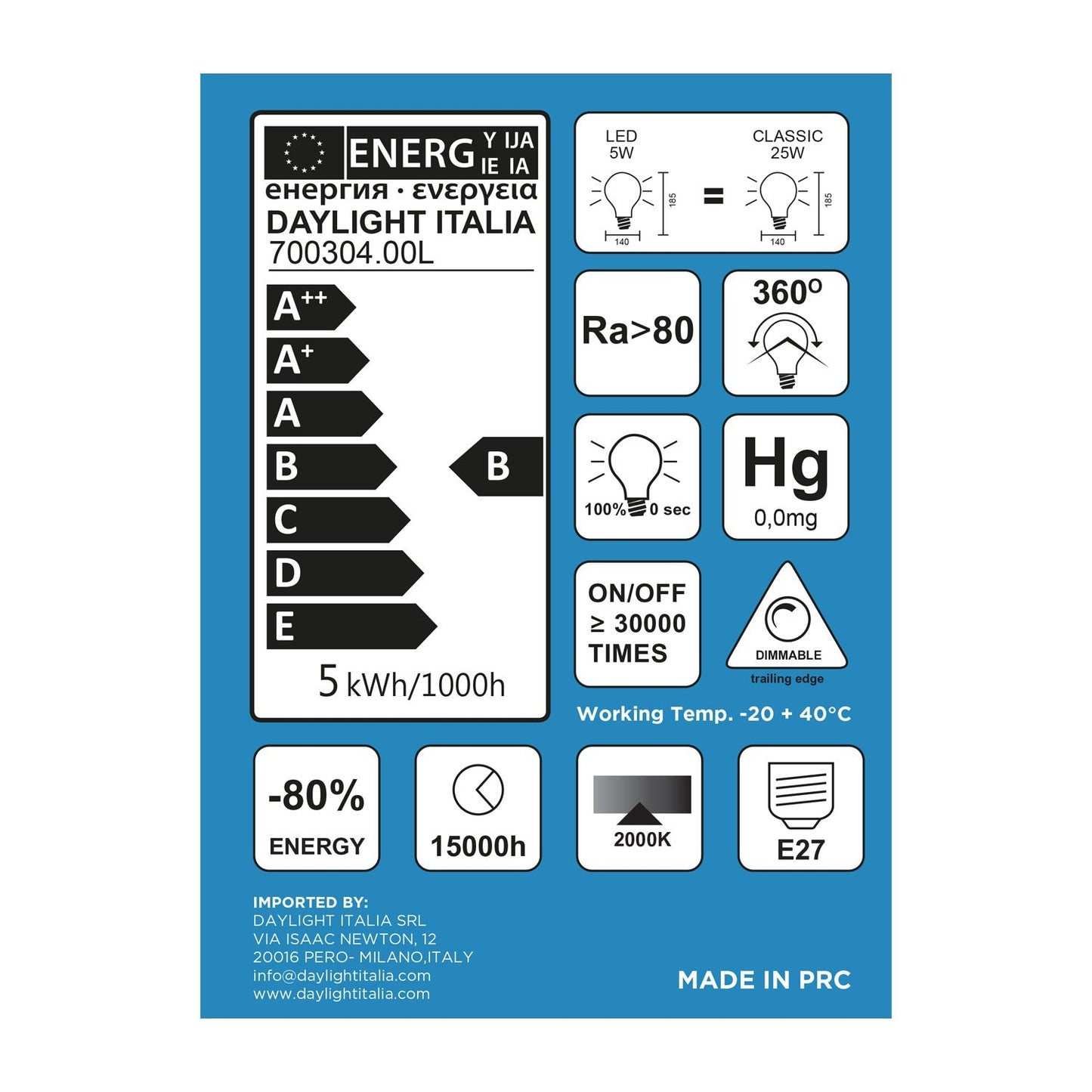 Ampoule LED Globe G140 à filament spiralé fumé, 5 W, 150 lm, culot E27, 2000 K, dimmable