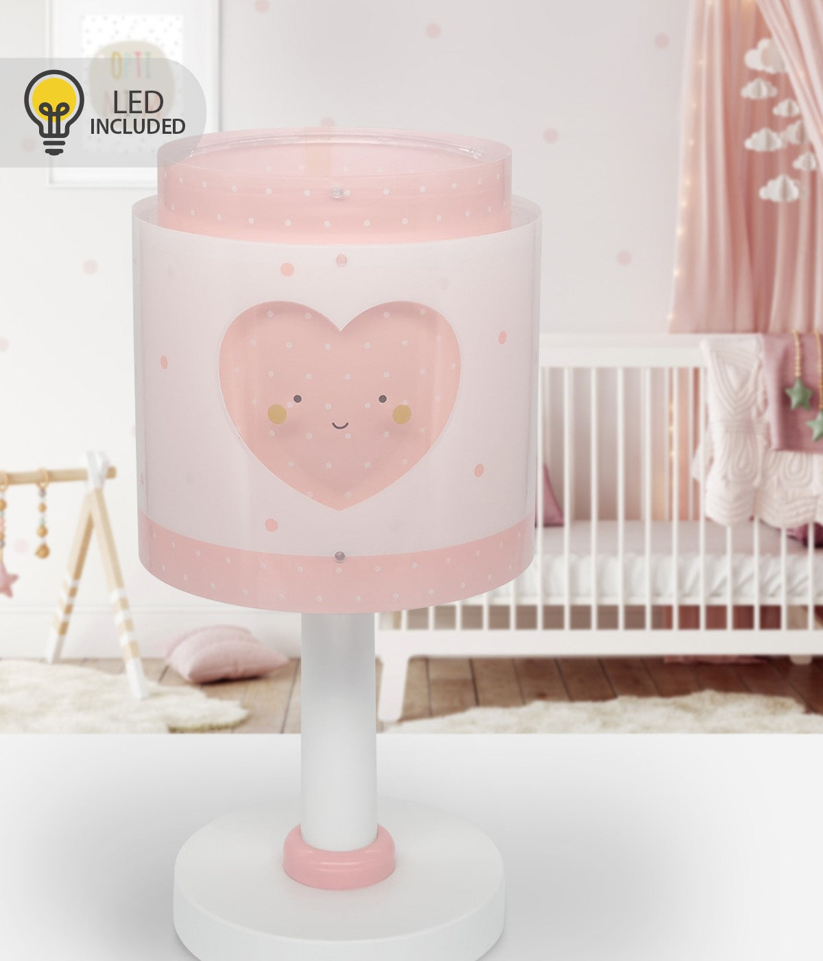 Kinder-Nachttischleuchte Baby Dreams – Herz Rosa