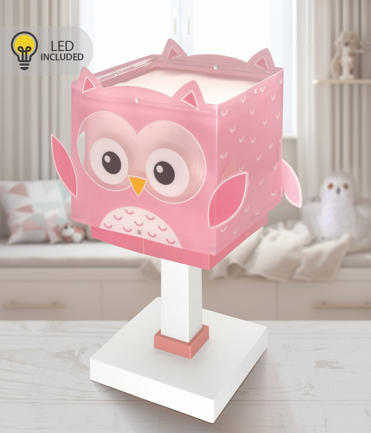 Kinder-Nachttischleuchte Little Pink Owl – Kleine Rosa Eule