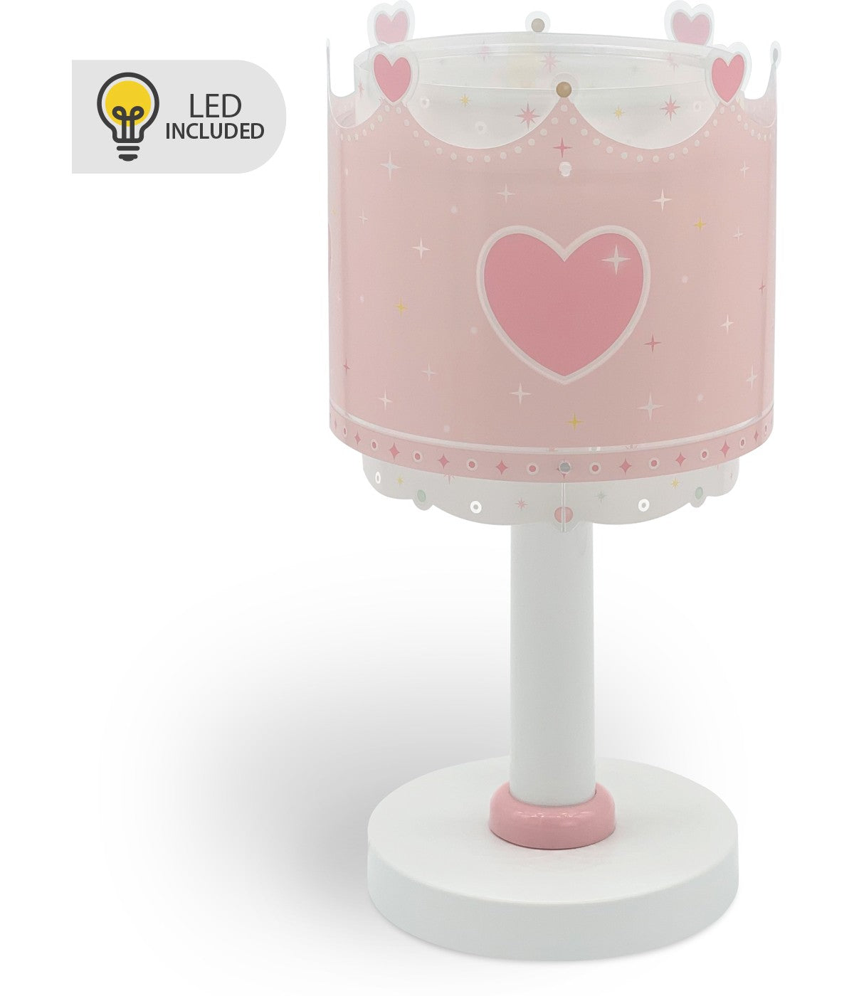 Kinder-Nachttischleuchte Crown & Hearts – Krone & Herzen