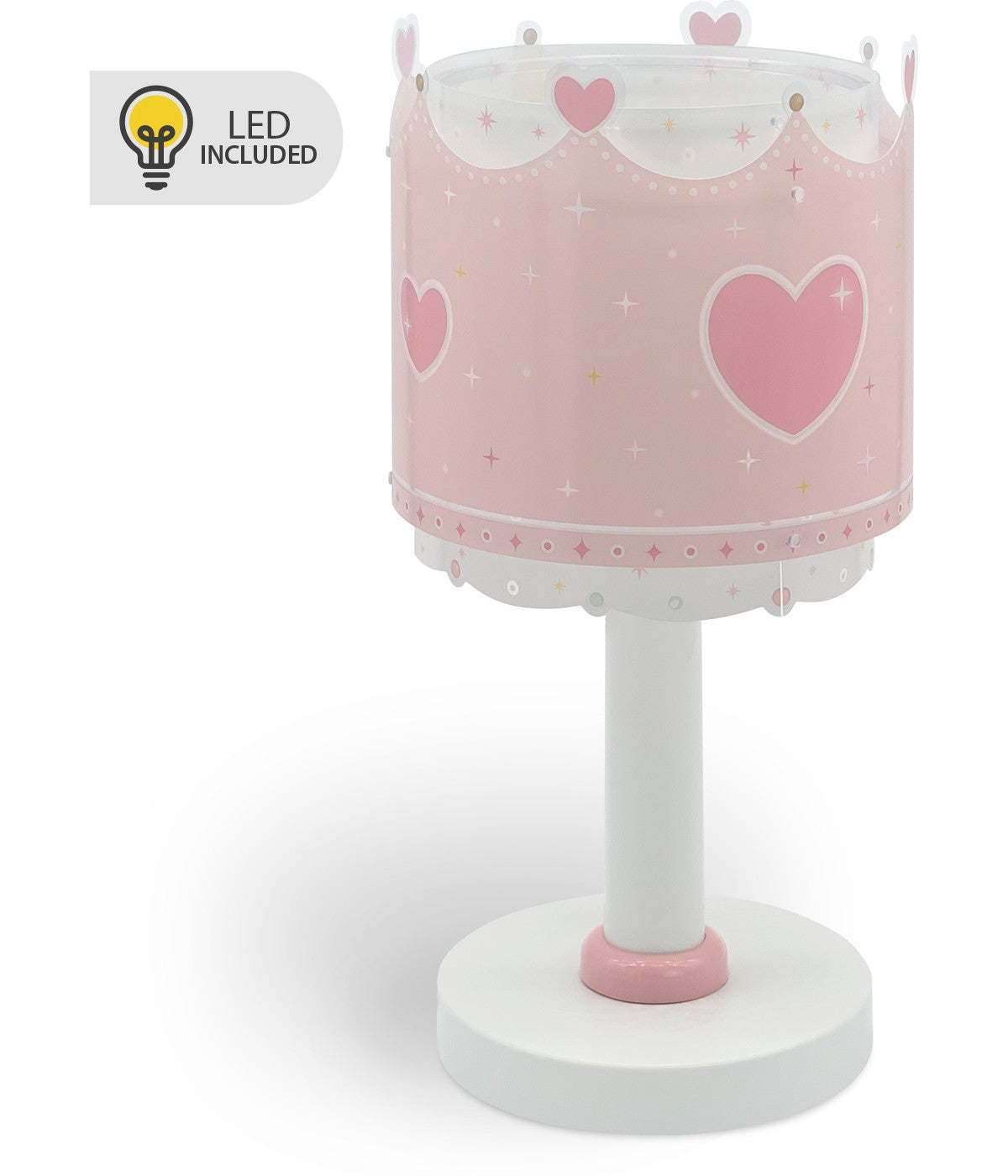 Kinder-Nachttischleuchte Crown & Hearts – Krone & Herzen