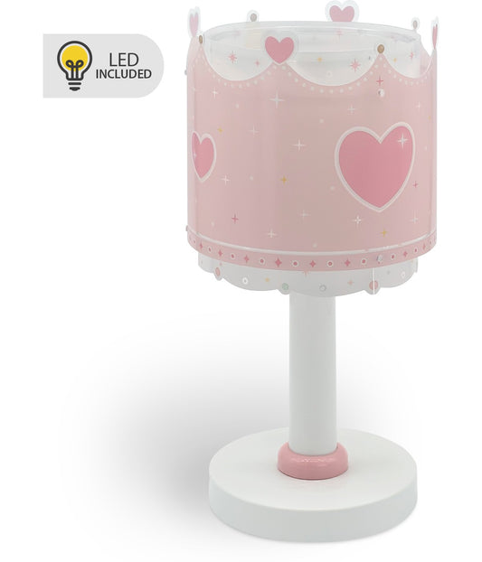 Kinder-Nachttischleuchte Crown & Hearts – Krone & Herzen