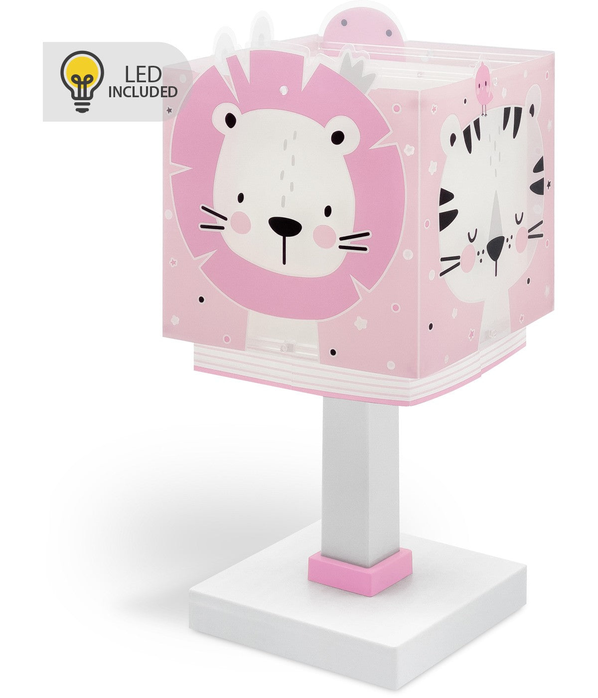 Kinder-Nachttischleuchte Baby Jungle – Waldtiere Rosa