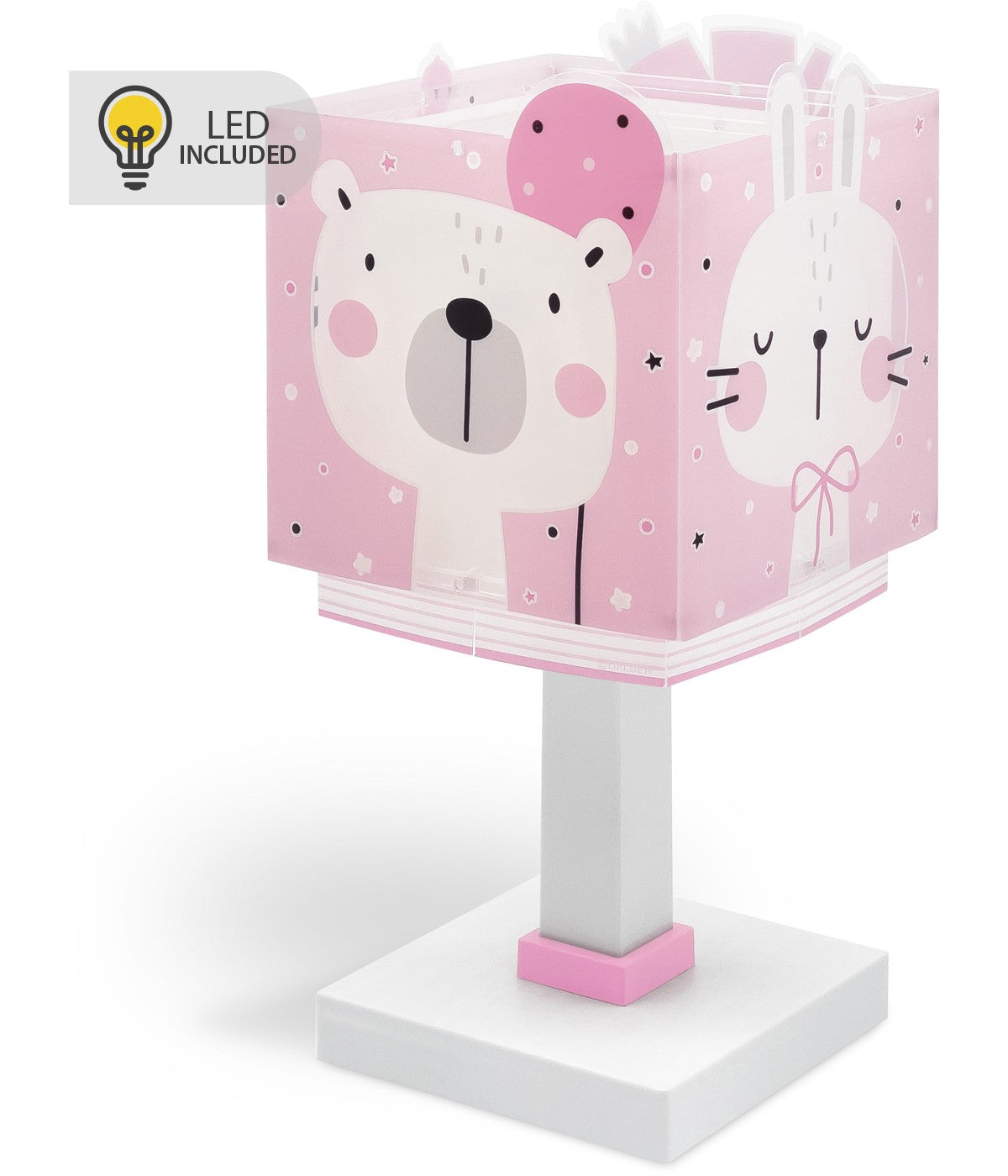 Kinder-Nachttischleuchte Baby Jungle – Waldtiere Rosa