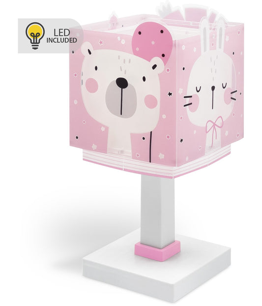 Kinder-Nachttischleuchte Baby Jungle – Waldtiere Rosa