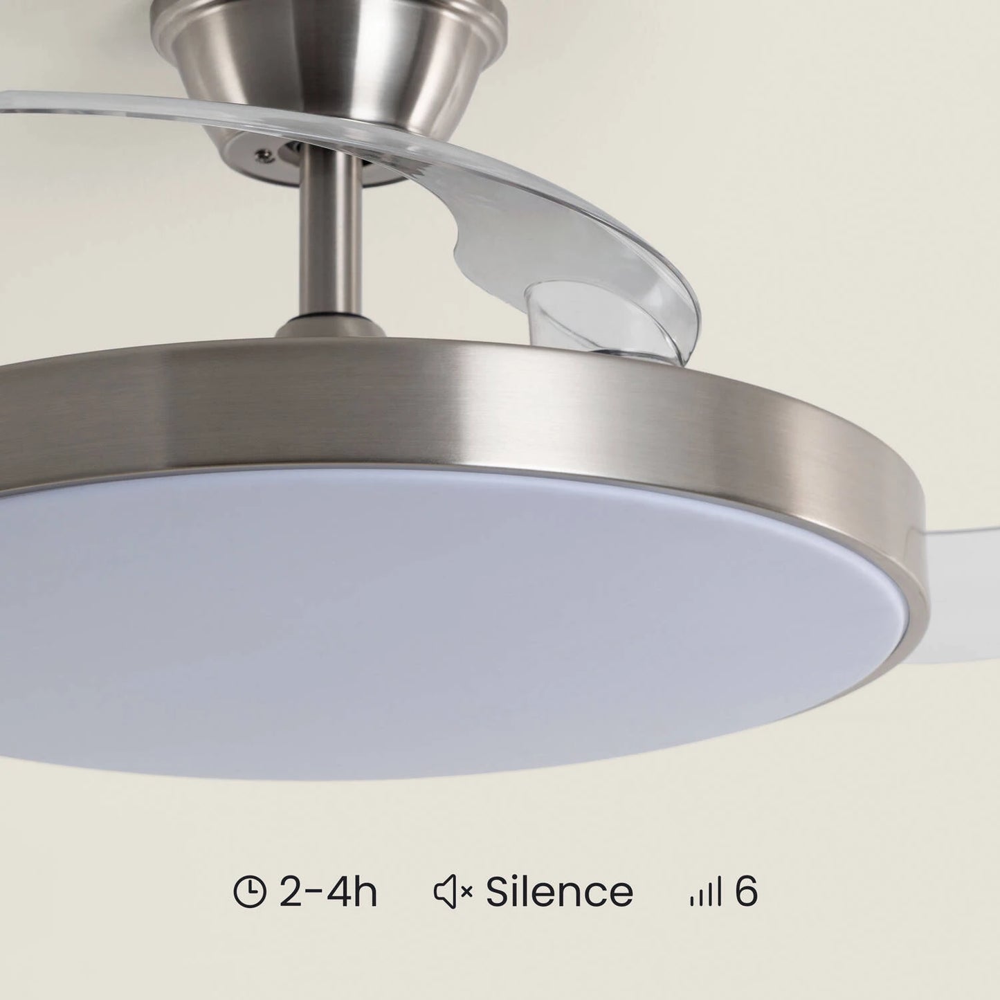 Deckenventilator Tori mit Licht | Lautloser DC-Ventilator mit einziehbaren Flügeln