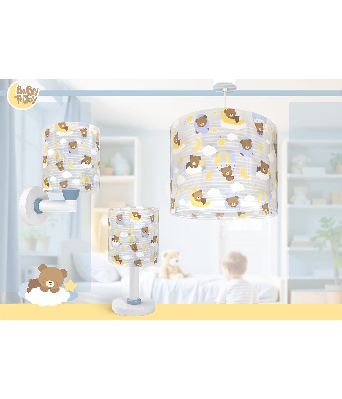 Wandleuchte Baby Teddy Blau – Bären
