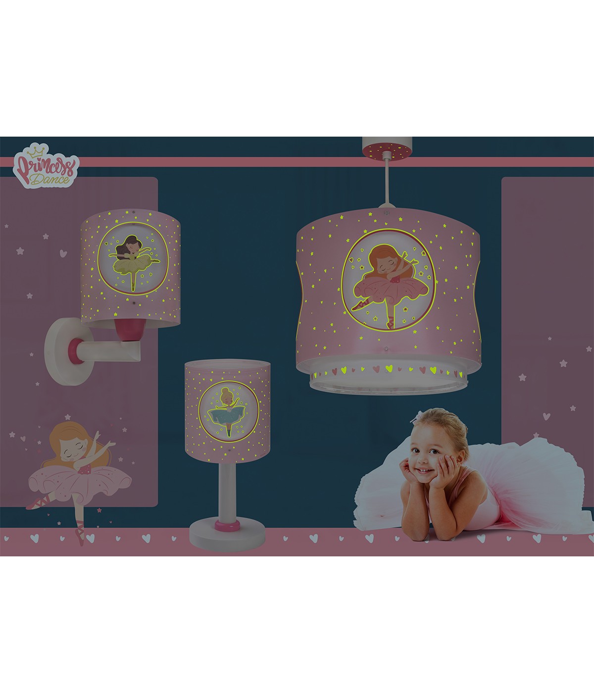 Kinder-Wandleuchte Princess Dance – Ballerinas