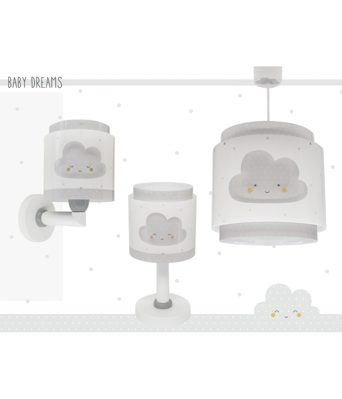 Wandleuchte Baby Dreams – Wolken Grau