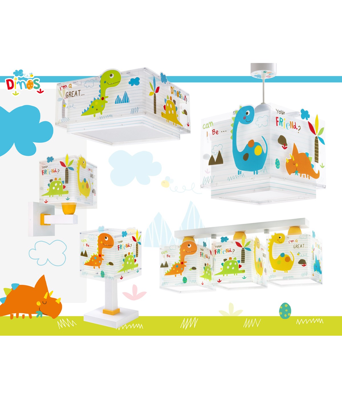 Kinder-Wandleuchte Baby Dinos | Dinosaurier