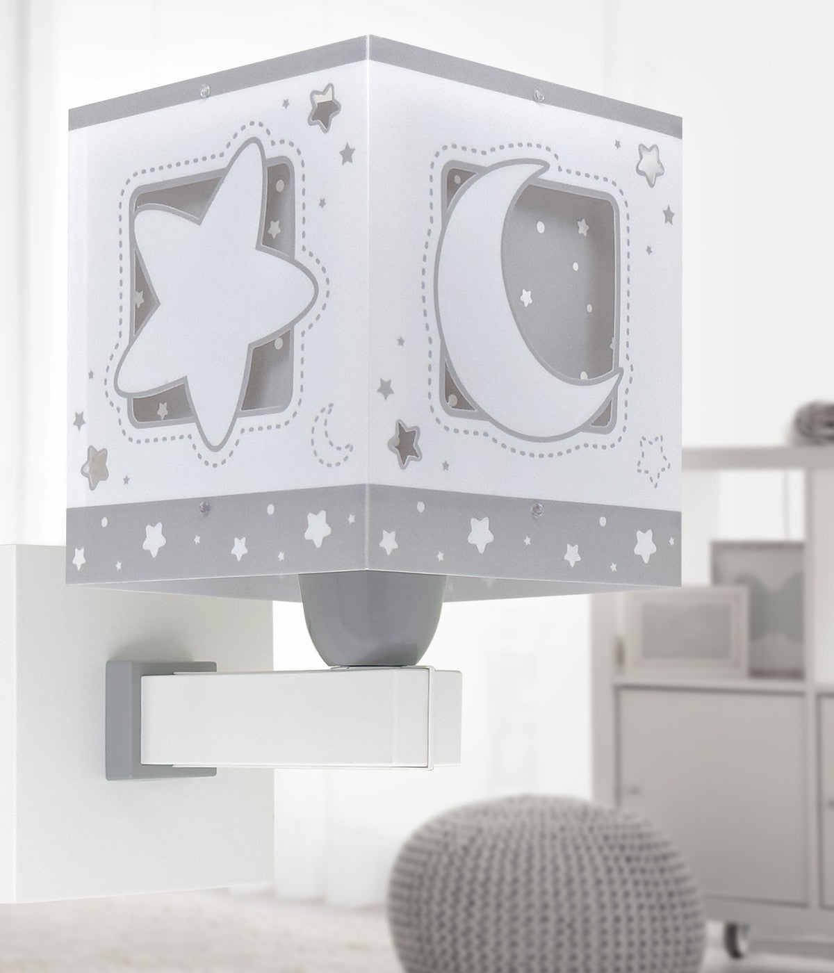 Wandleuchte Moonlight – Luna & Sterne Grau