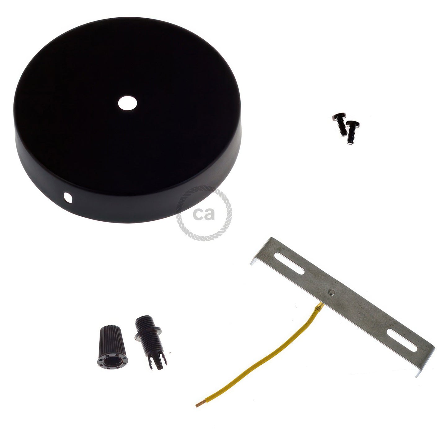 Zylindrischer Lampenbaldachin Kit aus Metall- Schwarz
