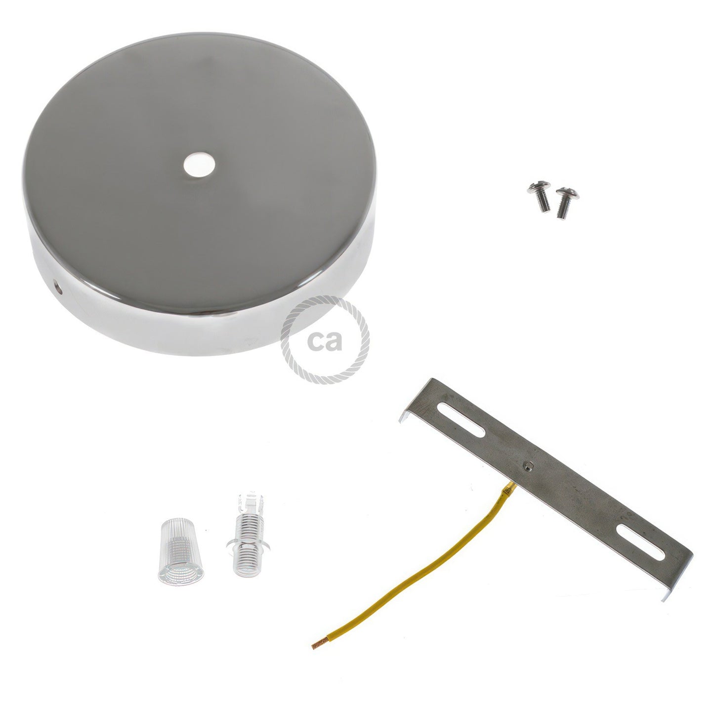 Kit de rosace cylindrique pour lampe en métal chromé