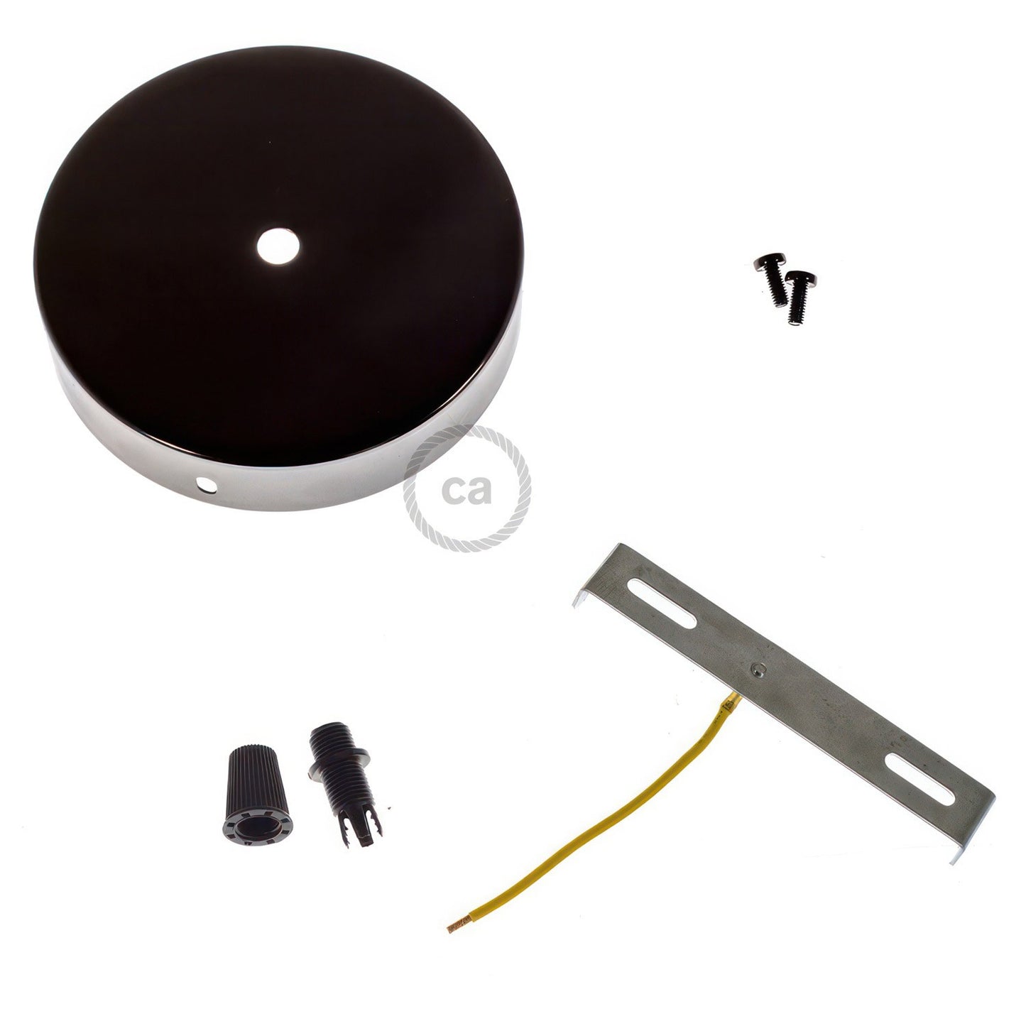 Kit de rosace cylindrique en métal pour lampe - Perle noire